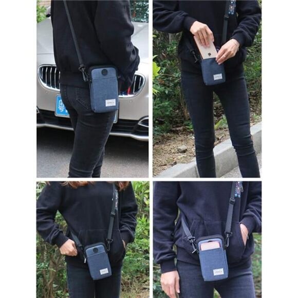 3-Layers Waterproof Cell Phone Pouch Crossbody Purse Oxford Fabric Belt Bag - Picture 7 of 8